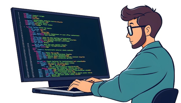Digital technology software development concept Coding programmer software engineer coding