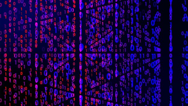 Digital technology with binary digits light path in line data future data technology of cyber programming 101 concept