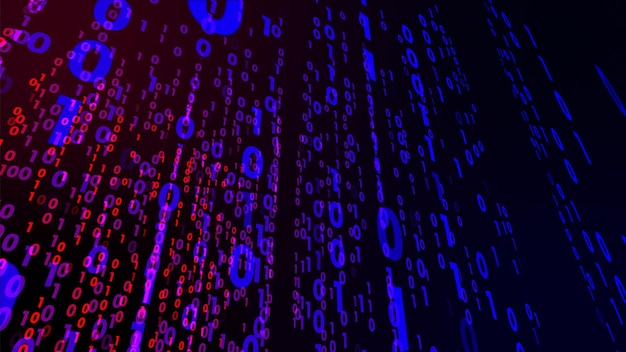 Digital technology with binary digits light path in line data future data technology of cyber programming 101 concept