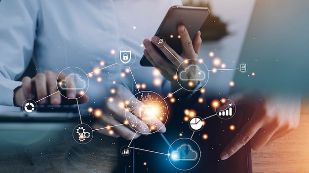 Digital transformation change management internet of things IoT new technology bigdata and business process strategy automate operation customer service management cloud computing
