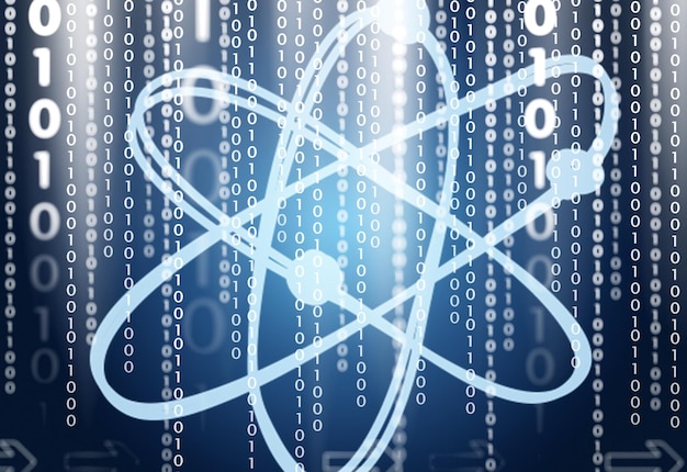 Digital transformation concept Binary code Programming Quantum computer