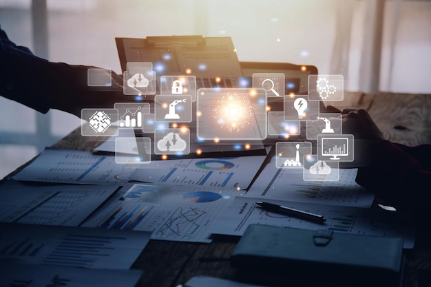 Digital transformation technology strategy digitization and digitalization of business processes and data optimize and automate operations customer service management internet and cloud computing