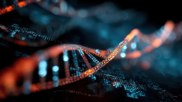 DNA Strands Embedded in a Digital Matrix with BioCyber Fusion Transparent Background