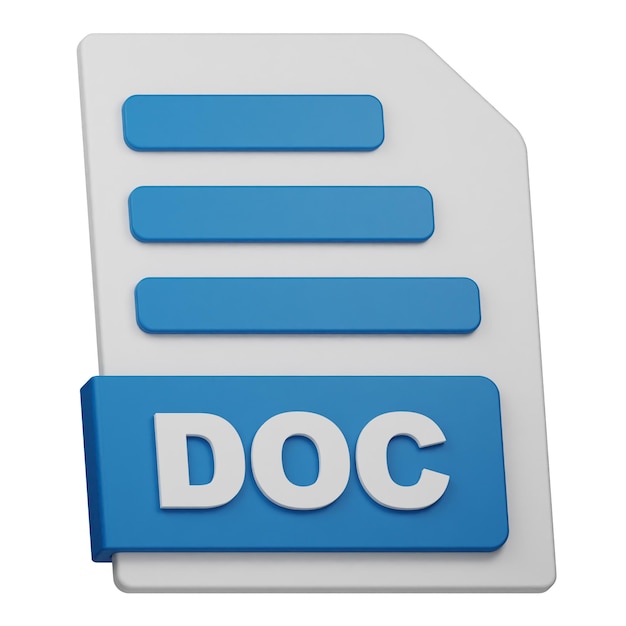 doc file 3d icon isolated on the white background
