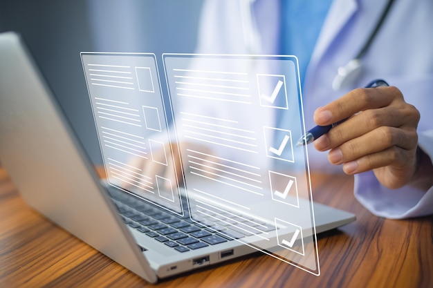 Doctor check mark for health checklist concept healthy checklist