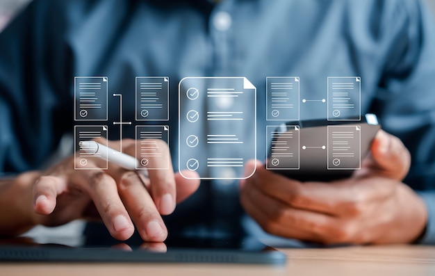 Document Management Checking System online documentation database and process manage files Magnifier check and focus to document folder documentation