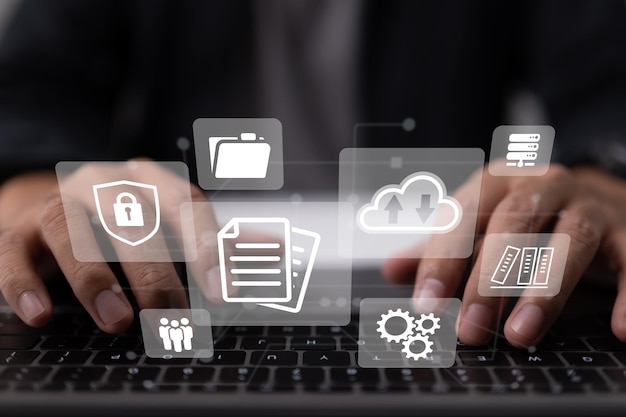 Document management on a laptop Online documentation database and digital file storage and retrieval solution for software The management of company resources