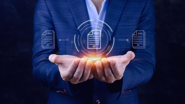 Document Management System DMS Online documentation database and process automation to efficiently manage files knowledge and documentation enterprise with ERP Corporate business technology