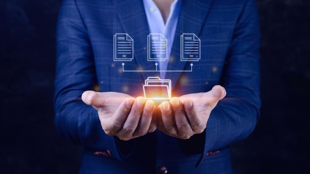 Document Management System DMS Online documentation database and process automation to efficiently manage files knowledge and documentation enterprise with ERP Corporate business technology