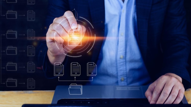 Document Management System DMS Online documentation database and process automation to efficiently manage files knowledge and documentation enterprise with ERP Corporate business technology