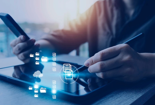 Document Management System DMS online documentation database and process automation to efficiently manage files knowledge and documentation in enterprise with ERP Corporate business technology