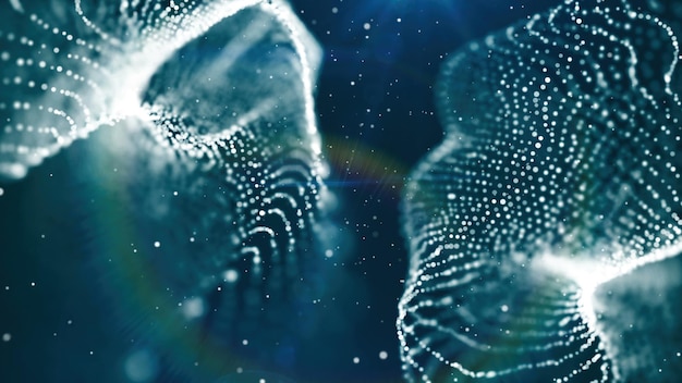 Dof particles beautiful wavy surface with fabric effect 3d render computer rendering abstraction