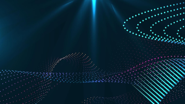 Dots line motion particles illustration. Cyberspaces technology light glowing futuristic concept.