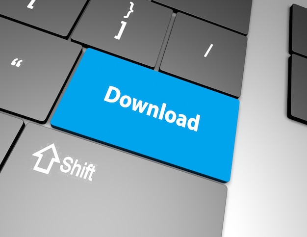 Download button keybaord , 3d rendering