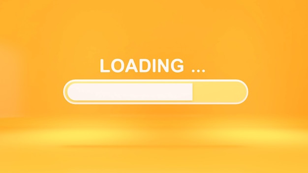 Downloading dataTime to transferdownload icon on orange background3d rendering