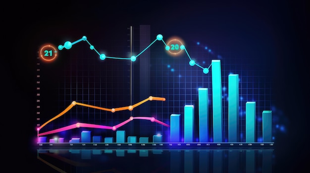 Dynamic Financial Growth Representation in Neon Colors