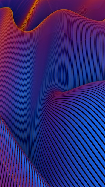 dynamic gradient lines with flowing curves in blue and red