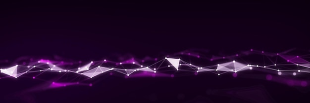 Dynamic wave with connected dots and lines Digital wave background concept Abstract technology background Big data visualization 3D rendering