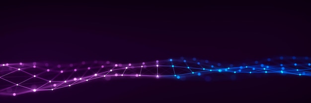 Dynamic wave with connected dots and lines Digital wave background concept Abstract technology background Big data visualization 3D rendering