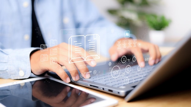 Education concept for success Elearning program certificate and online education learning workshop