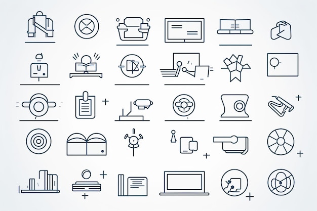 Elearning online education elements minimal thin line web icon set Outline icons collection Si
