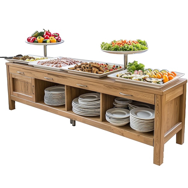 elegant buffet table versatile dining solution perfectly isolated on a crisp white background