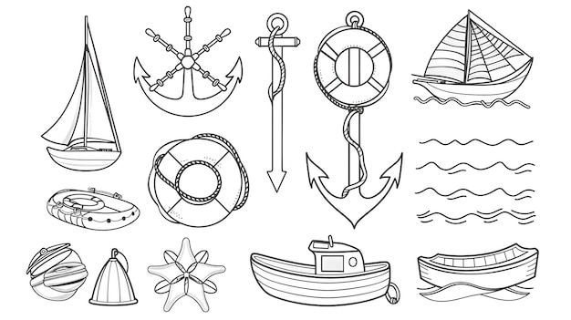 Elegant Nautical Silhouettes and Icons for Coastal Summer Designs