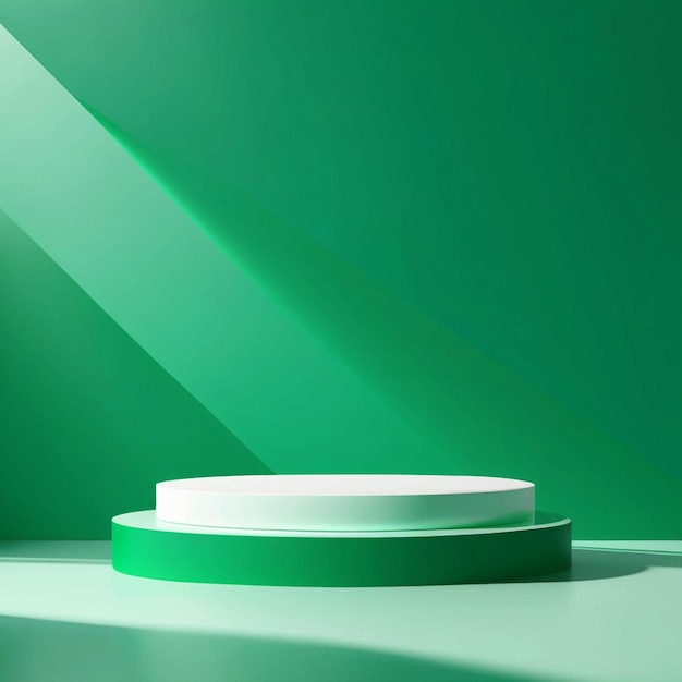 empty green podium for cosmetic product display presentation