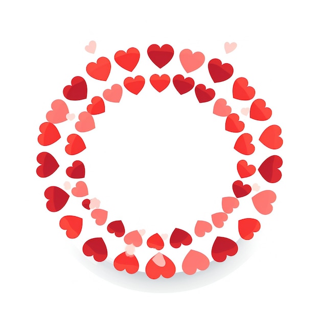 Empty Valentines hearts circle design element flat style on white background