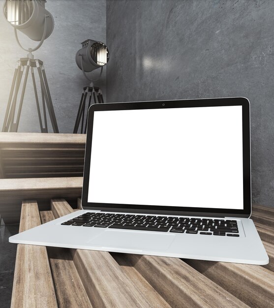 Empty white laptop