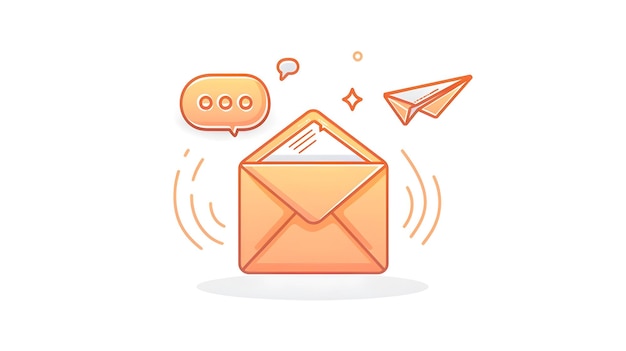 Envelope and Paper Plane Minimalist Icon with Speech Bubbles for Digital Communication and Ideas