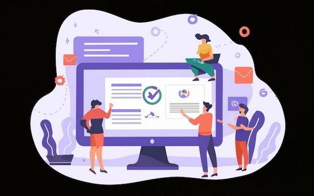 erp enterprise resource planning concept company productivity and improvement illustration website