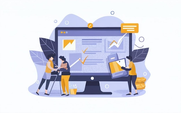 erp enterprise resource planning concept company productivity and improvement illustration website