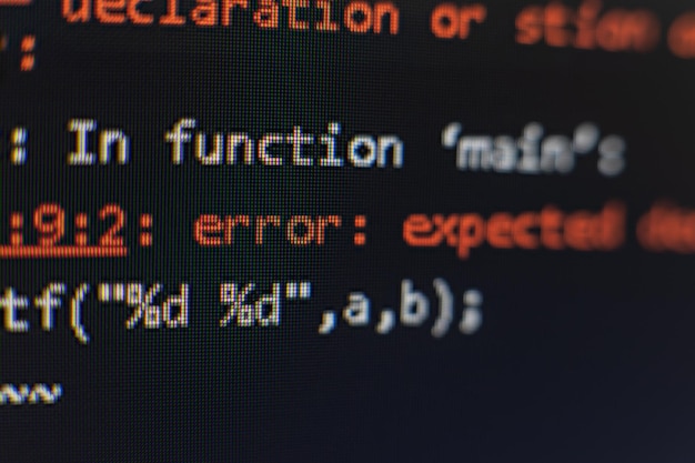 Error code on a screen Programming language