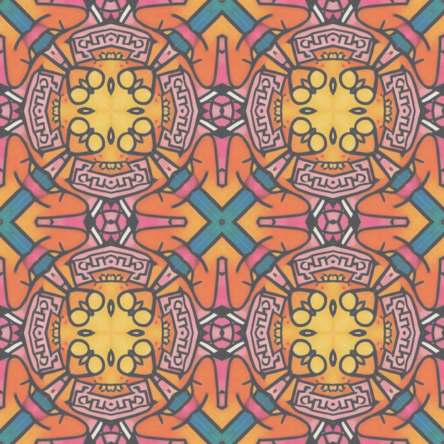 Ethnic floral seamless pattern Abstract kaleidoscope fabric design texture