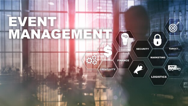 Event management Concept Event management flowchart Event management related items Mixed media business