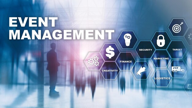 Event management Concept Event management flowchart Event management related items Mixed media business