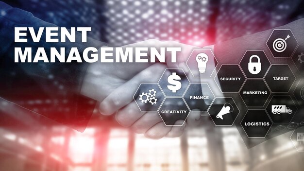 Event management Concept Event management flowchart Event management related items Mixed media business