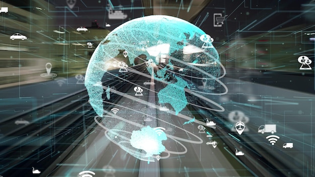 Fast motion transport flow on road with global network graphic modernization