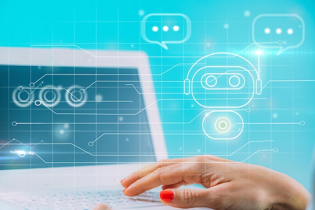 Female hand engaged in a chatting conversation with an automated digital chatbot