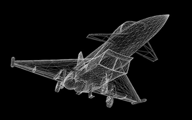 Fighter Plane model, body structure, wire model