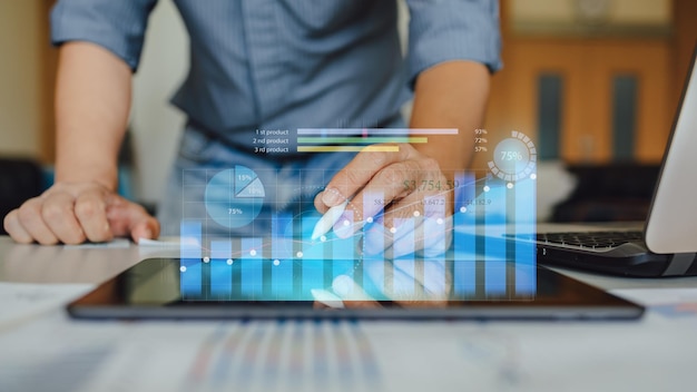 Financial and business result analyzing with digital marketing statistic for invest in economy