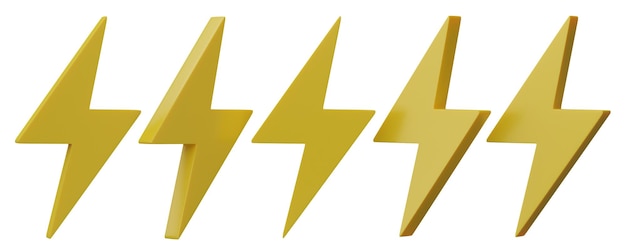 flash bolt lighting yellow icon isolated on transparent background thunder symbol of danger and power 3d render
