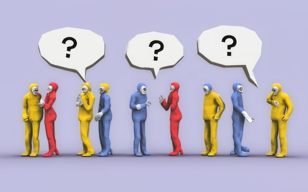flat hand drawn illustration of confused people concep