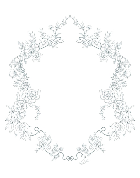 Floral frame on a white background holiday invitation in minimalist style