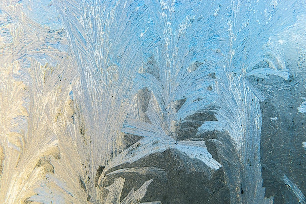 Frozen winter window with shiny ice frost pattern texture christmas wonder symbol abstract backgroun