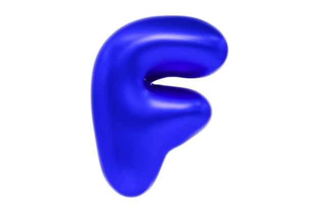 Funny 3D font letter F made of blue balloon cartoon font Premium 3d illustration