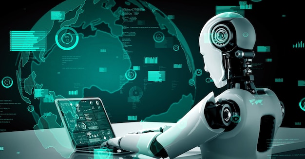 Future financial technology controll by AI robot huminoid uses machine learning