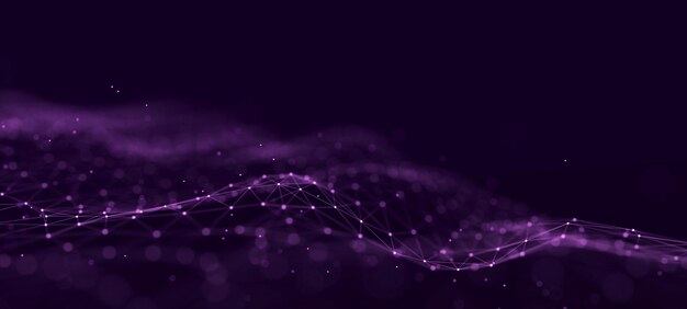 Futuristic abstract mesh Wave with the connection of dots and lines 3D