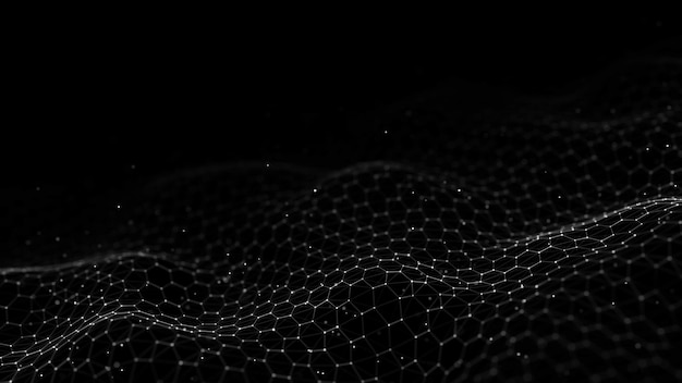 futuristic black hexagon dynamic wave futuristic honeycomb concept 3d rendering